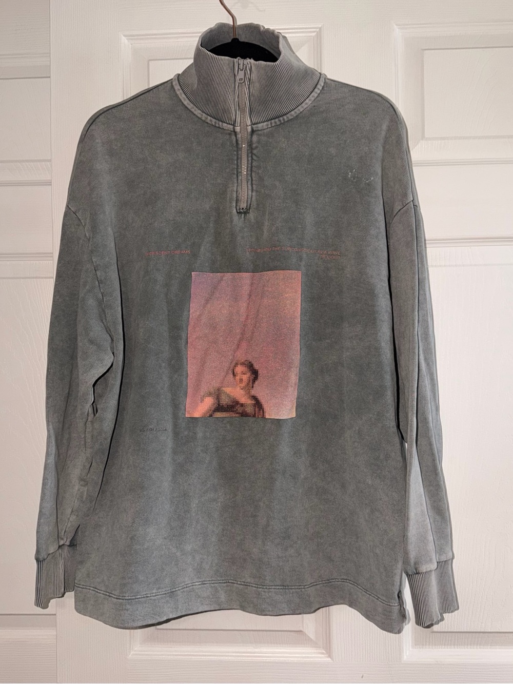 COLLUSION Unisex Renaissance print quarter-zip sweatshirt